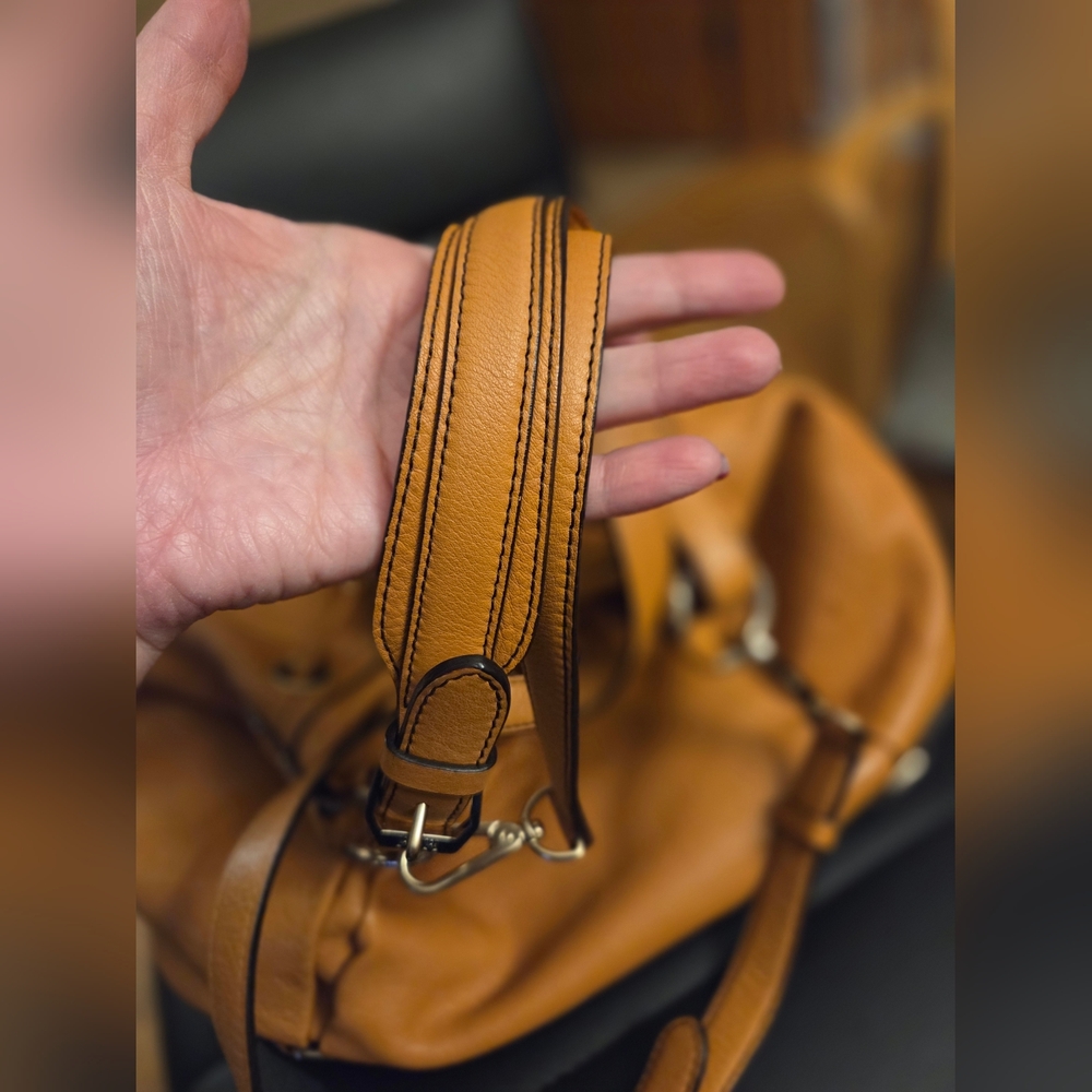 Authentic MCM Leather Drawstring Bucket Bag, often referred as Hobo Crossbody - Picture 6 of 15